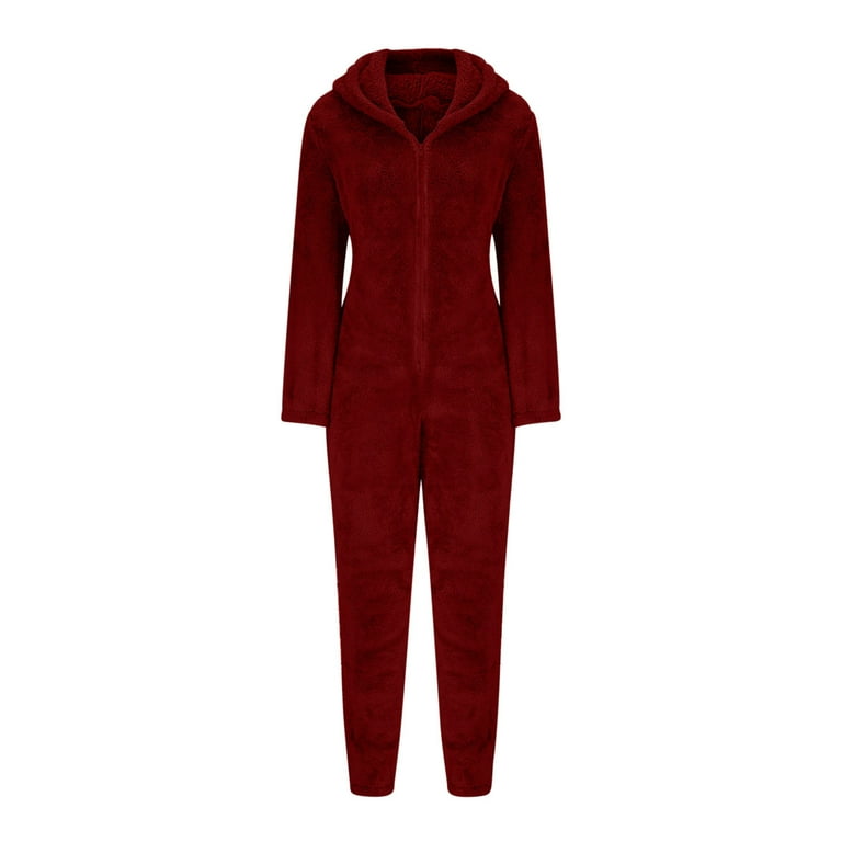 人気大割引 Adult Flannel Women's TMOYZQ Onesie Hooded Ear Cute Pajamas, Clothing