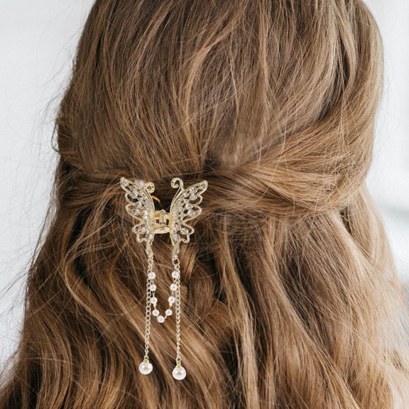 MERRYHAPY Metal Butterfly Hair Clip with Crystal , Multi-Alloy Hair for Women and Girls, 1 Piece