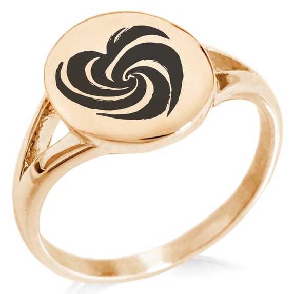 Stainless Steel Love Swirl Heart Minimalist Oval Top Polished Statement Ring