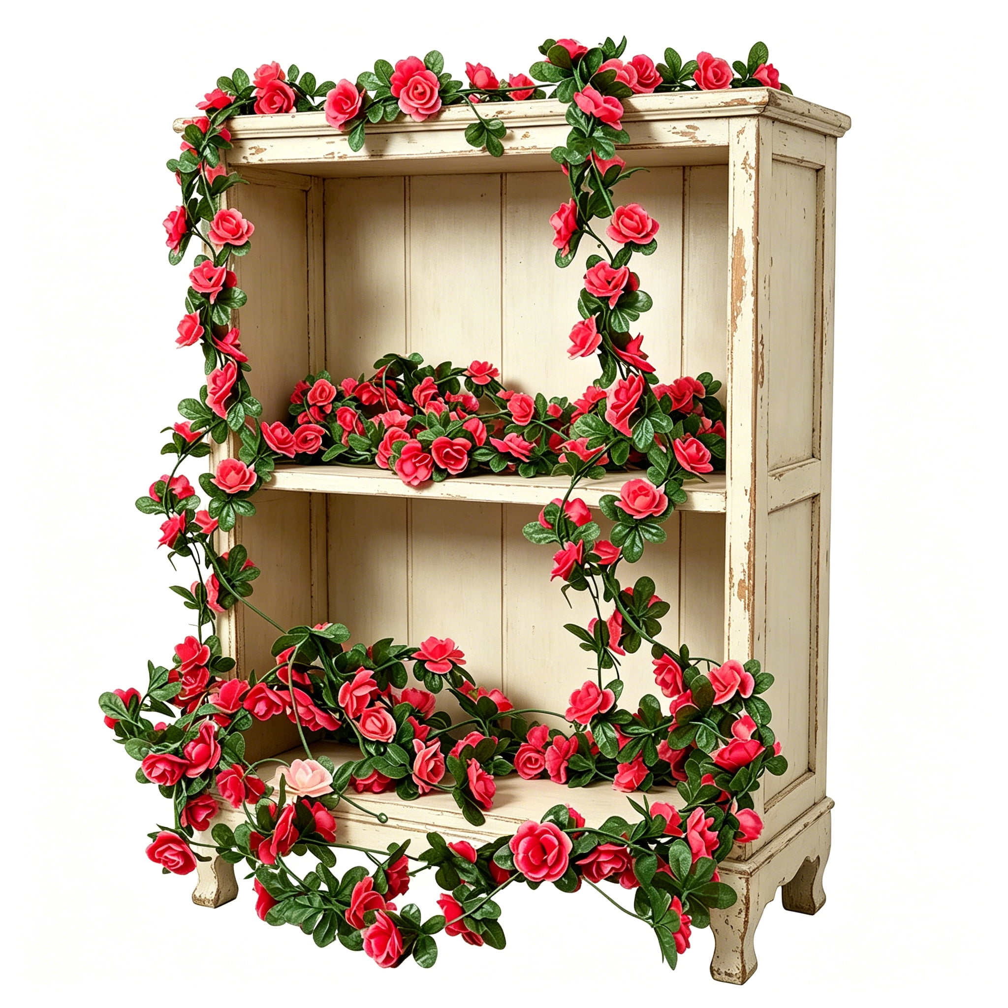 TETOU 6pcs Flower Garlands Artificial Rose Vine Flowers with Leaves 66ft Hanging Roses Vine for Room Wedding Birthday Christmas Wall Decor(Red)