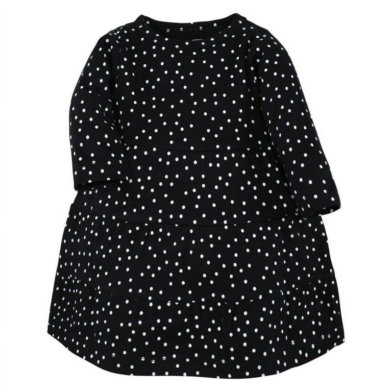 Hudson Baby Girl Cotton Dresses, Black Burgundy Floral, 0-3 Months