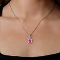 thumbnail image 3 of Gem Stone King 925 Sterling Silver Pink Created Sapphire and White Lab Grown Diamond Necklace for Women (1.42Cttw, GemstoneSeptember Birthstone, Heart Shape 7X7MM, with 18 inch Chain), 3 of 3
