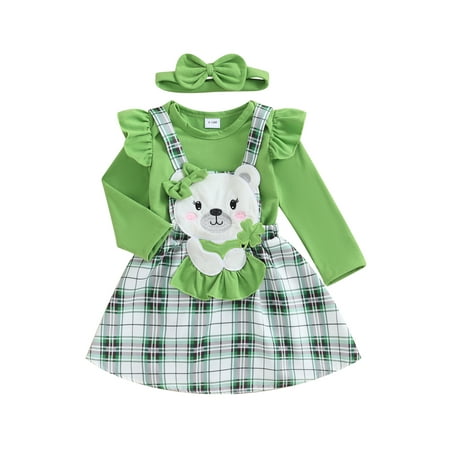 

Canis Girl s Irish Festival Long Sleeve Romper Bear Overall Dress Headband - Stylish and Cute