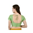 thumbnail image 4 of Sonakshi Fashion Pista Green Women's Jacquard Readymade Partywear Indian Ethnic Saree Blouse Choli Top Short Sleeve, 4 of 5