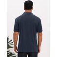 thumbnail image 3 of DARING DIVA Men's Jacquard Short Sleeve Button Down Collared Polo Shirts S Dark Blue, 3 of 7
