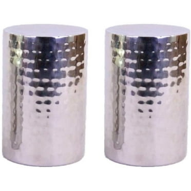 Hosley Set of 2, Silver Nickle Pillar Candle Holders