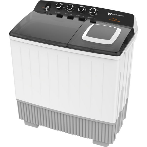 White Westinghouse Lavadora doble tina 25 kg WWXCTT332009QBK Gabinete polipropileno alto impacto 4 niveles de agua 4 perillas de control Bajo consumo de energía Ahorro de agua