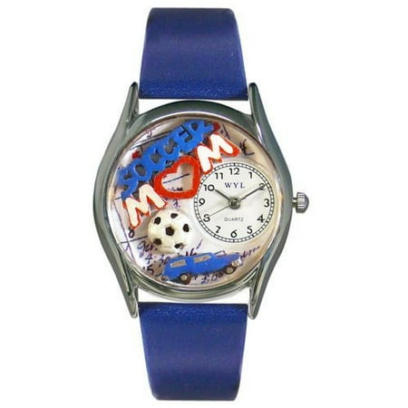 Whimsical Watches Women's Soccer Mom Royal Blue Leather and Silvertone Watch in Silver