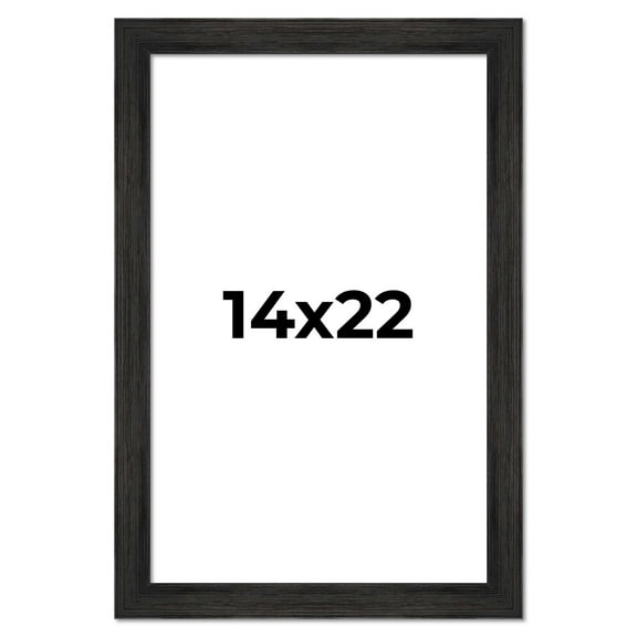 14x22 Distressed/Aged Black Complete Wood Picture Frame with UV Acrylic, Foam Board Backing, & Hardware