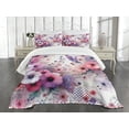 thumbnail image 3 of Ambesonne Pink Quilted Bedspread Set 3 Pcs, Fantasy Wildflowers Garden, King Size, Blue Violet Ceil Blue, 3 of 4