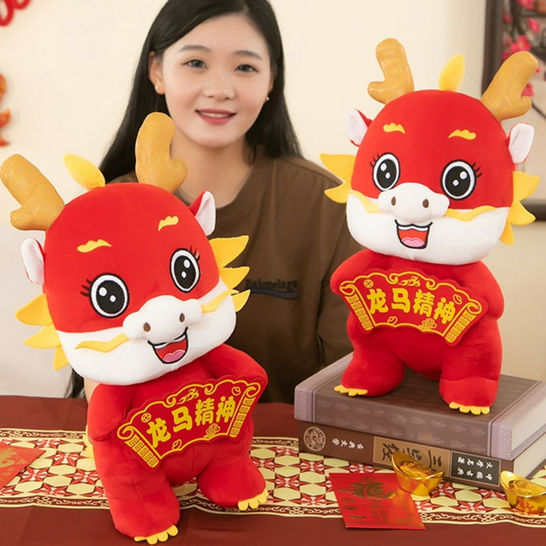 vnanda Cartoon Baby Dragon Figure 2024 Chinese New Year Lucky Dragon  Figurine Adorable Cartoon Animal Model for Home Office Decoration Dragon  Ornament 