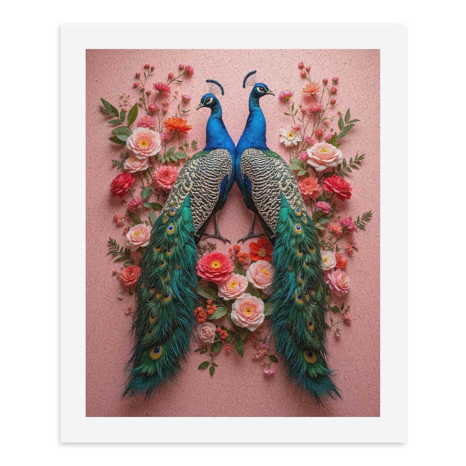 Paint By Numbers Kit for Adults Beginner - Peacocks Floral Arrangement Art Deco DIY Canvas Painting Kits for Adults, Frameless Paint By Number for Adults for Home Wall Decor 16x20 Inch