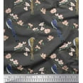 thumbnail image 1 of Soimoi Gray polyester Crepe Fabric Floral & Paradise Whydah Bird Print Sewing Fabric Yard 42 Inch Wide, 1 of 3
