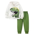 thumbnail image 5 of Letdown Toddler Baby Boy Clothes Set Long Sleeve 2 Piece Dinosaur Print Hoodie and Elastic Waist Sweatpants Fall Winter Lined Outfits for Boys (Green,4-5 Years), 5 of 9