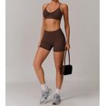 thumbnail image 5 of PISONIC Women Two Piece Workout Sets Support Ruched Cross Back Sports Bras Matching Booty Lifting Shorts Gym Yoga Outfits, 5 of 7