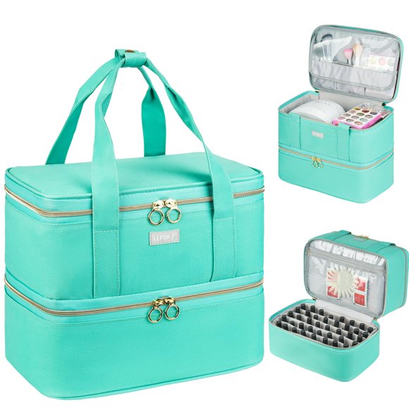 Organizador de esmaltes de uñas LEFOR·Z de doble capa, color verde menta