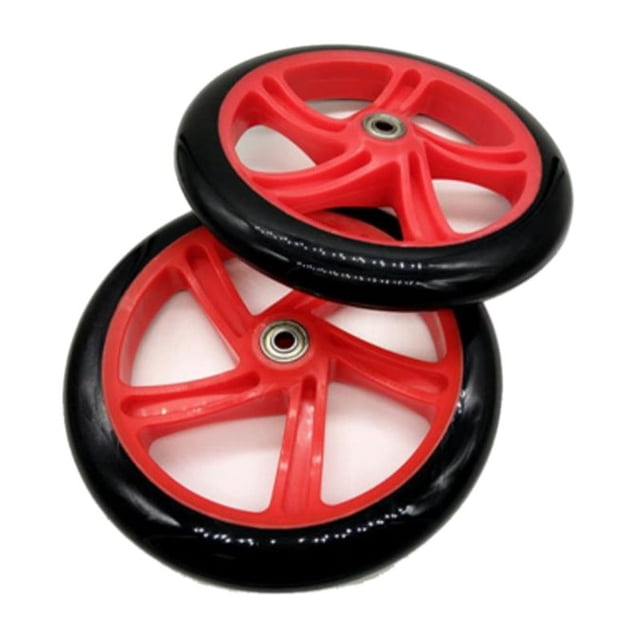 2 Pcs Roue de Scooter 200 mm Matériau PU Épaisseur de Roue 30 mm ABEC-7 Roulement Accessoires de Scooter, Rouge