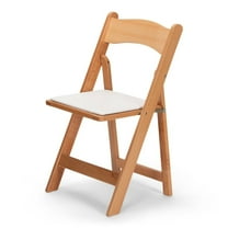 Titan Series Wood Folding Chair - Natural with White Pad - 4 Pack