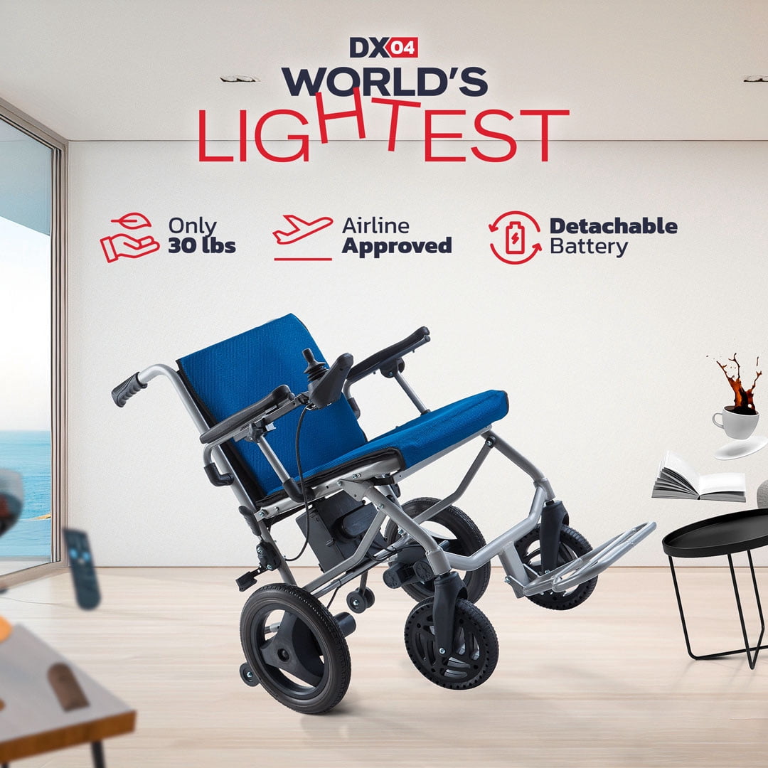 Rubicon Lightest, (only 30lbs) Foldable Electric Wheelchair, Travel Size, User-Friendly.