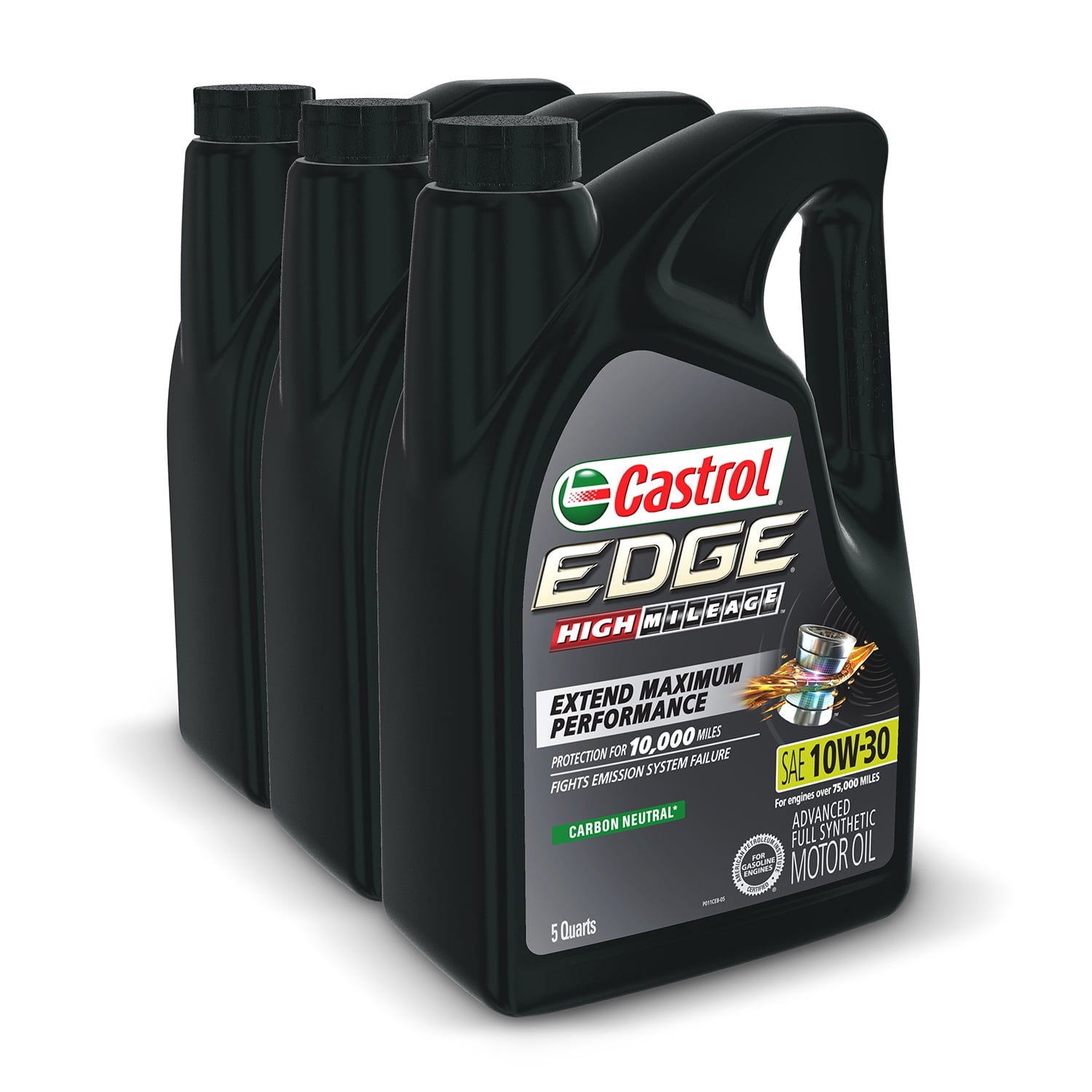 Castrol Edge High Mileage 10W-30 Advanced Full Synthetic Motor Oil, 5 Quarts, Case of 3