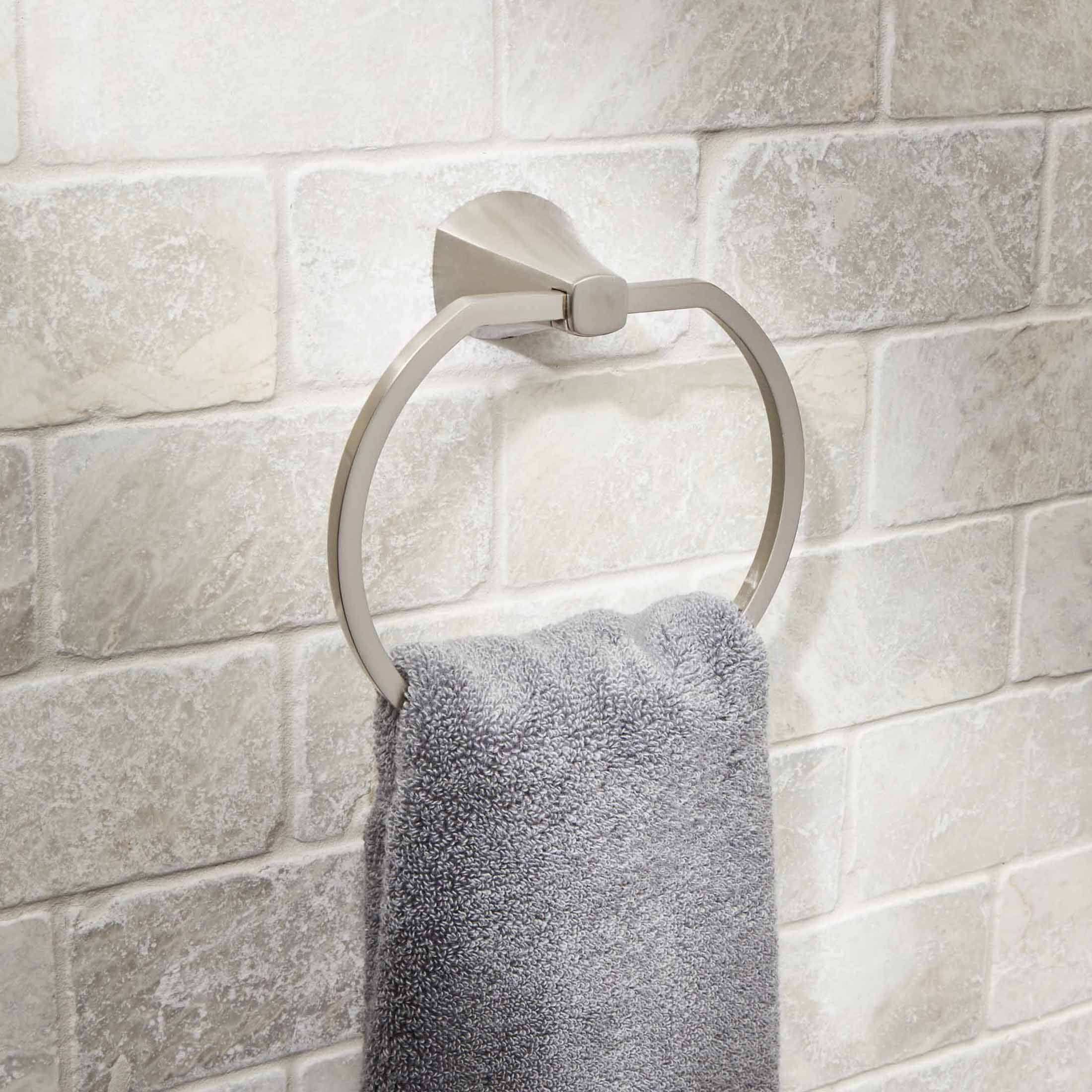 (4 pack) Better Homes & Gardens Simple Flare Wall Mount Towel Ring, Satin Nickel