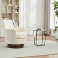 thumbnail image 2 of 32" Swivel Barrel Sofa Chair, Modern Multi-Function Round Accent Swivel Armchair with Gold Stainless Steel Base, Lounge Single Reading Chair for Living Room, Bedroom, Office, Beige, 2 of 9