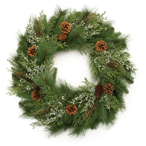Melrose 95365DS 30 in. PVC Mixed Pine Wreath, Green & Brown