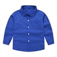thumbnail image 3 of FYDUU Teens Boys Shirts Solid Color Long Sleeve Dress Shirts Kids Lapel Button Down Tops Formal School Uniform Shirt Back To School Wear 11-12 Years, 3 of 7