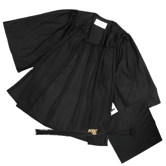 Pretyzoom 1Set Black Graduation Gown and Cap with Tassel Adjustable Elastic Band 2024