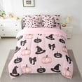 thumbnail image 2 of jejeloiu Black Bowtie Bow Bedding Comforter Set 7pcs,Hello Fall Pumpkin Queen Bedding Sets,Halloween Witch Hat Queen Sheet Sets For Child,Microfiber Bedroom Decor Reversible, 2 of 8