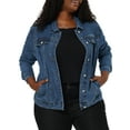 thumbnail image 1 of GRACE & GRANDEUR Women's Plus Jean Jacket Button Closed Cropped Denim Jacket, 1 of 6