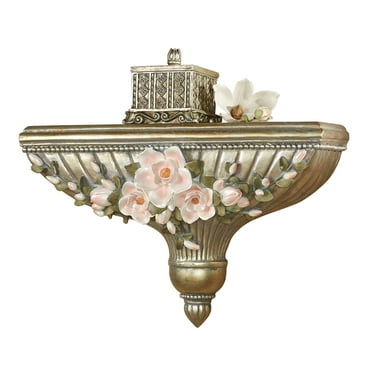Magnolia Elegance Wall Shelf Champagne Gold 18"Wx5.5"Dx11.5"H