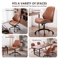thumbnail image 3 of FASTES Leather Office Chair, Armless Office Desk Chair Mid Back Modern Chair with Wheels for Home Office, Brown, 3 of 11