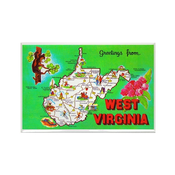 CafePress - West Virginia Map Greetings - Rectangle Magnet, 2"x3" Refrigerator Magnet