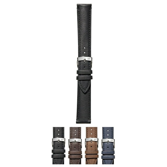 Morellato Levy Genuine Leather Watch Strap - Black - 18mm - Chrome-plated Stainless Steel Buckle - MANUFATTI Collection