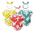 thumbnail image 2 of Aunavey Infant Baby Gril Easter Romper Bunny Halter Ruffle One Piece Outfit Clothes Playsuit with Headband, 2 of 3