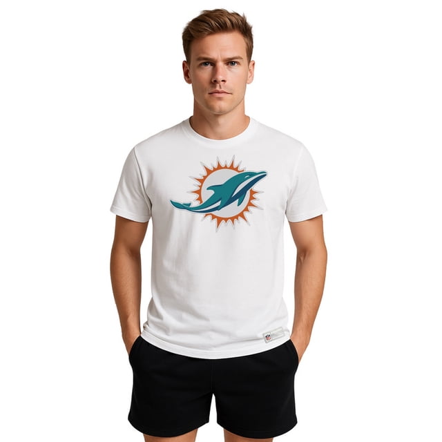 NFL Playera Aficionado Básica Miami Dolphins Blanco para Hombre, Talla Mediana