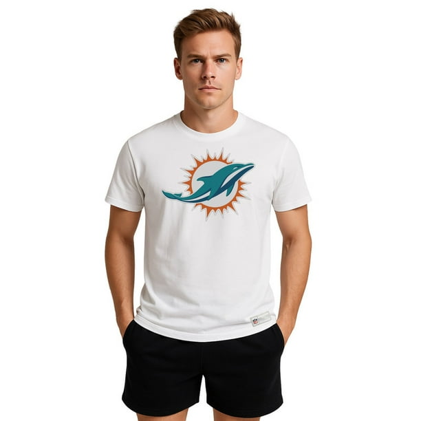 NFL Playera Aficionado Básica Miami Dolphins Blanco para Hombre, Talla Extra Grande
