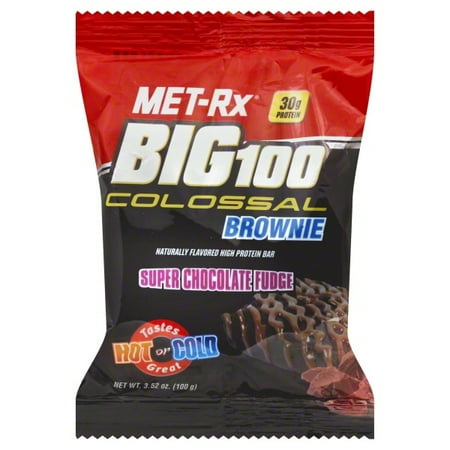 MET-Rx Big 100 Colossal High Protein Super Chocolate Fudge Brownie Bar, 3.52 oz