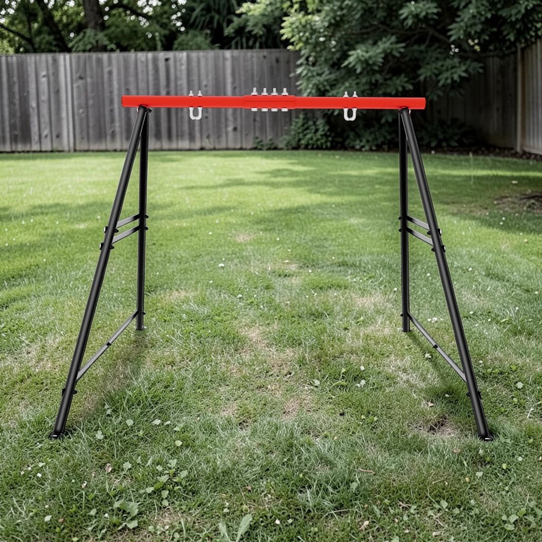 IVV Swing Stand for Porch, Outdoor Heavy Duty Swing Frame, Steel Metal Frame with 4 Ground Pegs, 73" Height Holds Up to 550lbs, Red (Swing NOT Included)