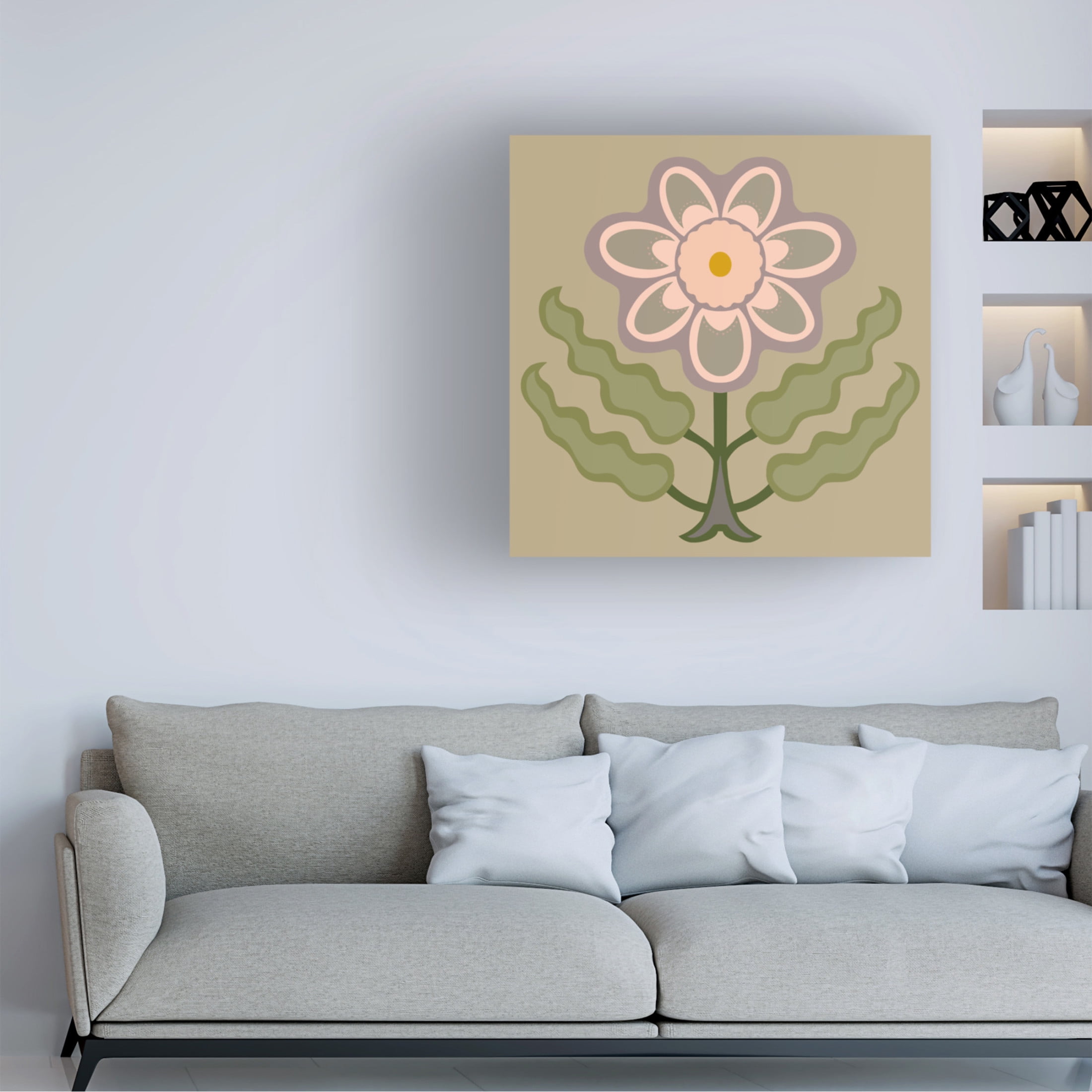 Trademark Fine Art Regina Moore  Graphic Folk Flower III Canvas Wall Art