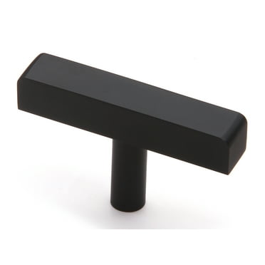 Silverline Black Square Cabinet Handles Pulls & Knob, Solid Aluminum (One Hole, 25PK)