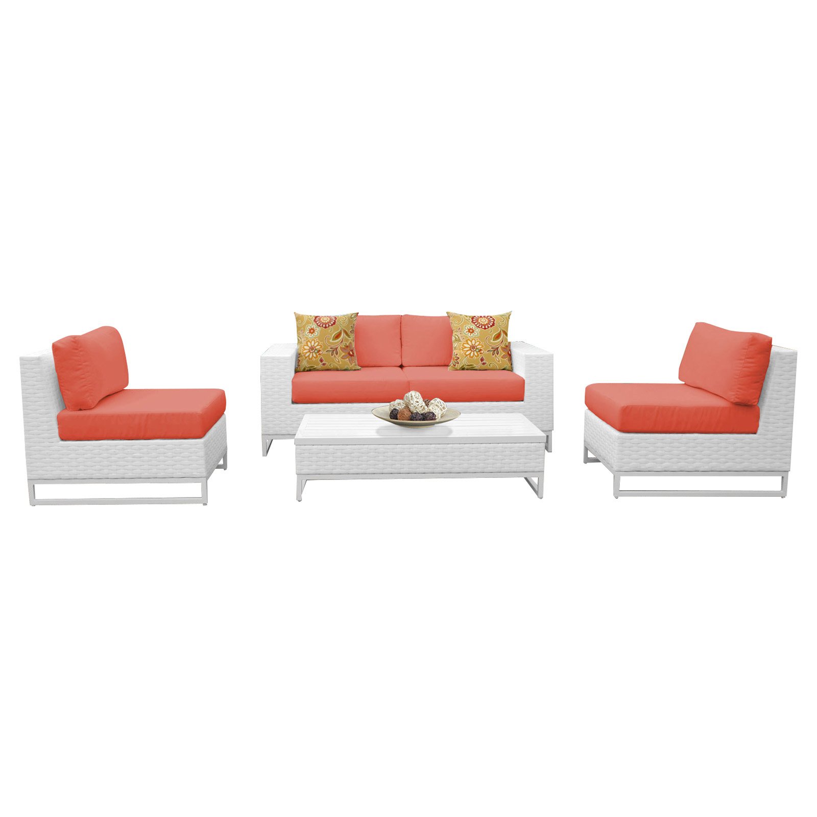 TK Classics Miami Wicker 5 Piece Patio Conversation Set with Armless Chairs - image 2 of 3