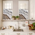 thumbnail image 3 of Beach Ocean Wave Curtain Valances Set Abstract Art Coastal Brown Gradient Kitchen Curtains 36&nbsp;inch Length Rod Pocket Valance and Tiers 3 Piece Set Small Bedroom Bathroom Laundry Decor, 3 of 9