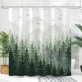 thumbnail image 3 of Green Misty Forest Shower Curtain Ombre Nature Tree Plants Shower Curtains Fabric Waterproof Mountain Shower Curtain Sets for Bathroom Bath Decor with 12 Hooks (Green, 72'''' × 72''''), 3 of 6