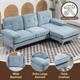 thumbnail image 6 of 84.6'' Convertible Sectional Sofa, Modern L Shaped Couch with Reversible Chaise, 3-Seat Comfy Sectional Couches for Living Room, Upholstered Chenille Deep Seat Sofa with Fluffy Armrests for Bedroom, 6 of 7
