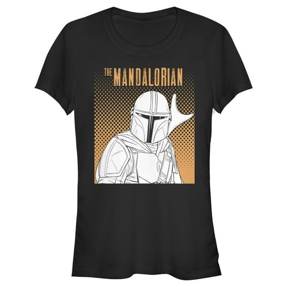 Junior's Star Wars: The Mandalorian Mando Line Art  Graphic Tee Black X Large