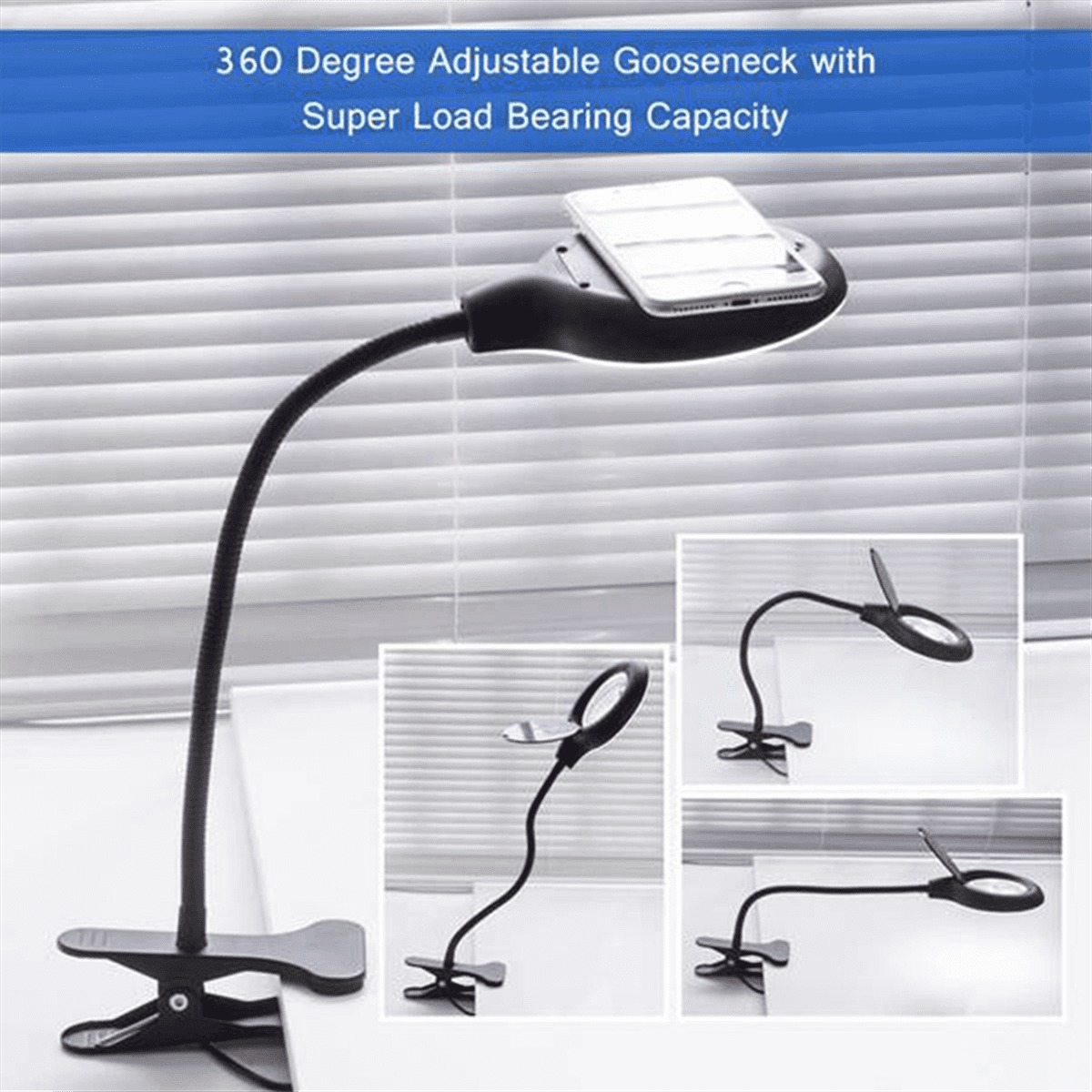 Magnifier Eye-Care Reading Lamp, LED Desk Lamp,Magnifying Lamp for Bedside Work, Craft Workbench