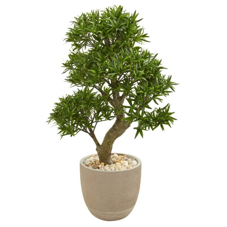 Nearly Natural 40" Podocarpus Artificial Bonsai Tree in ...