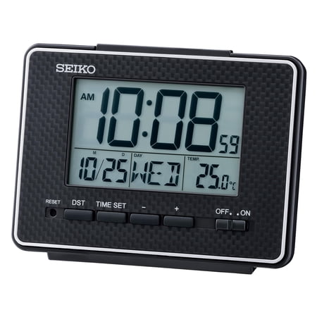 SEIKO QHL096KLH Digital Everything Bedroom Alarm Clock, Black, 3 Inches